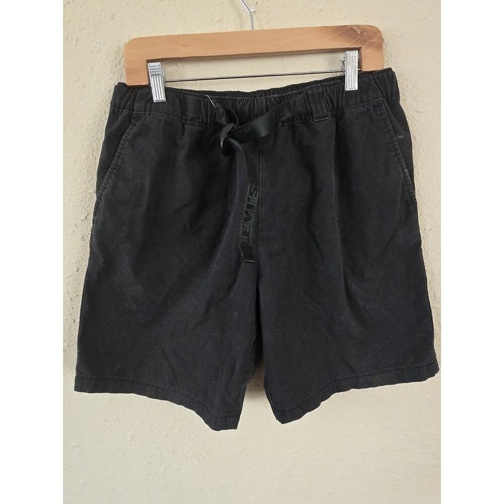 Levi's Mens Shorts With Elastic Waistband, Branded Belt, Black, Size Medium